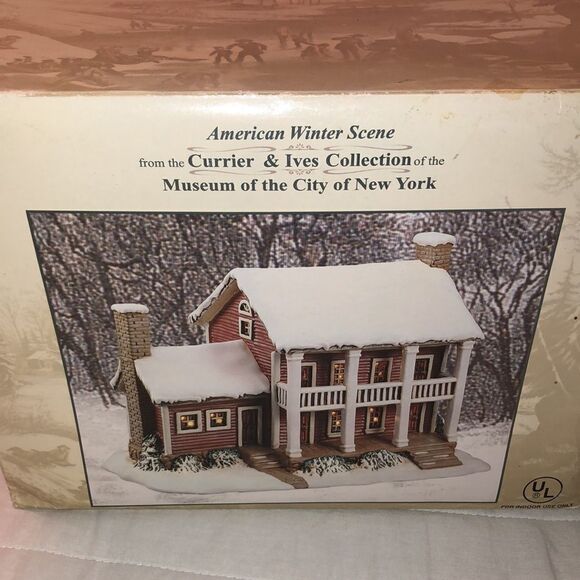 American Winter Scene Decorative Hand Painted Porcelain House Museum if NY - Picture 10 of 13